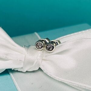 Tiffany & Co Elsa Peretti Diamond Earrings By the Yard .06ct Silver 925